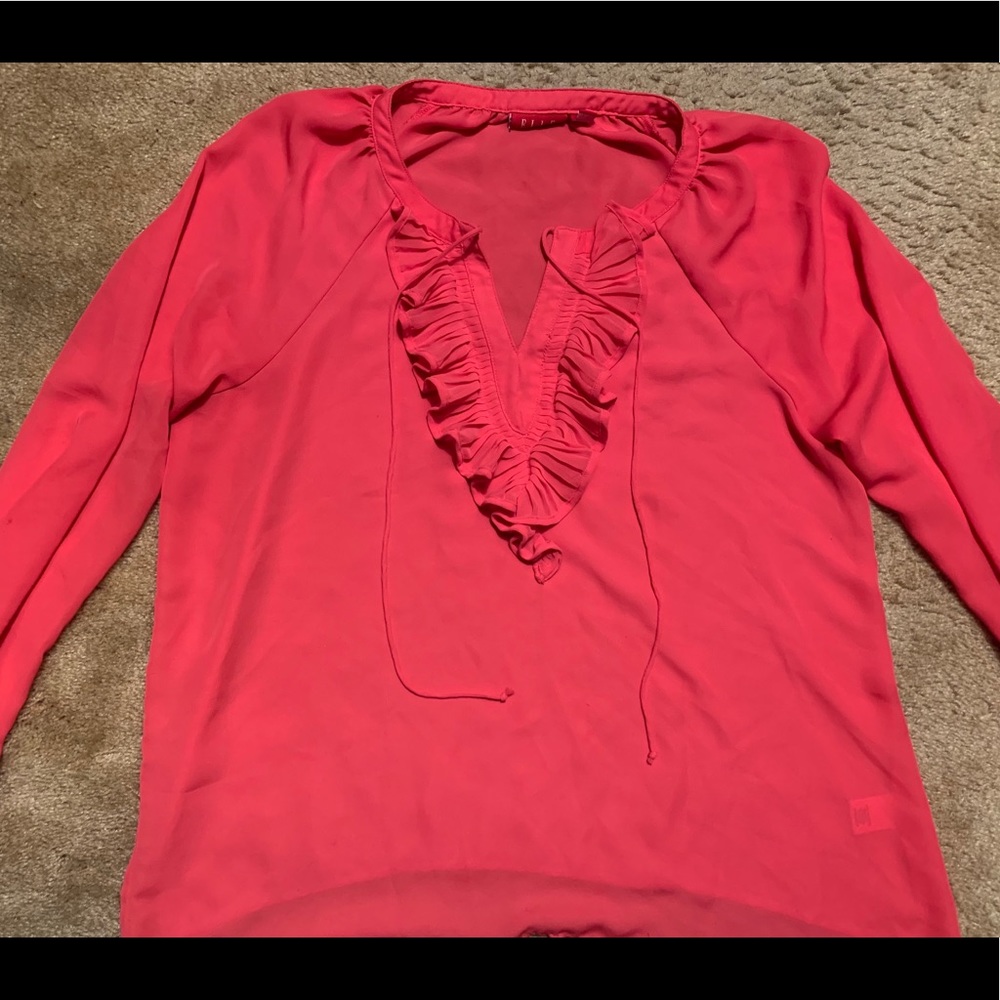Elle long sleeved pink ruffle blouse